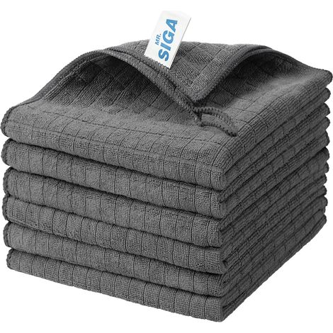Lot 6 Chiffons Microfibre Absorbants, Torchon Tout Usage, Gris (1/5)