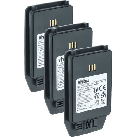 vhbw 3x Akku kompatibel mit Mitel DT433 EX Handy Smartphone Telefon (1100 mAh, 3,7 V, Li-Ion)
