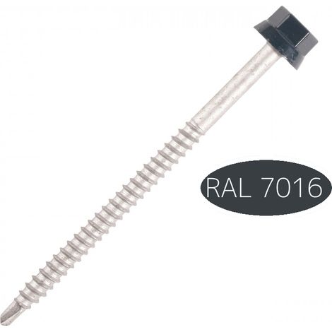 Vis fixation bac acier sur bois ral 7016 - diamètre : 6.3 - Longueur : 75 - Couleur : Gris 7016 - SCELL IT (1/8)