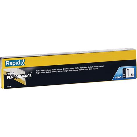 RAPID - Clous Acier Galvanisé - n°32/64mm - Boîte carton 1000, idéal pour la menuiserie, les panneaux de bois, les plinthes et les meubles légers - (40104410)