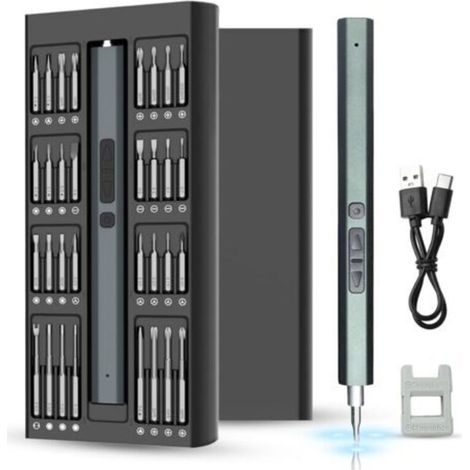 Tournevis de Precision Electrique Sans Fil,66 en 1, Avec LED, Mini Kit Tournevis Electronique Pour jouets, montres