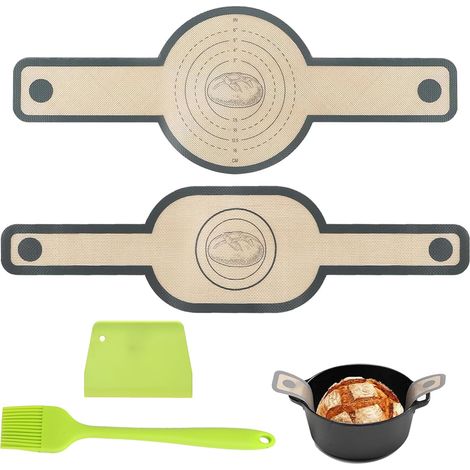 Lot de 2 tapis de cuisson en silicone réutilisables pour four hollandais avec 1 grattoir et 1 pinceau à épices pour four (1/5)