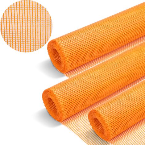 Jiubiaz Armierungsgewebe 150m² Putzgewebe (1m x 50m) Gewebe Putz Gittergewebe 160g/m² Glasfasergewebe 4mm x 4mm Glasfaser Fassade Orange