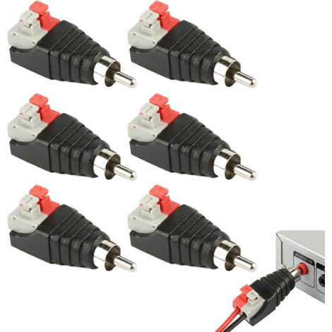 6 Adaptateurs RCA Mâles - Connecteurs Audio - Sans Soudure - À Vis - Nickelés (1/5)