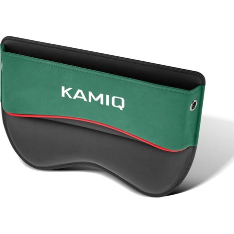 (Pour voiture verte) Organisateur d'espace entre les sièges auto, sac latéral avec ouverture pour câble de chargement, compatible Skoda Kamiq, boîte de rangement universelle pour siège auto, accessoir (1/5)