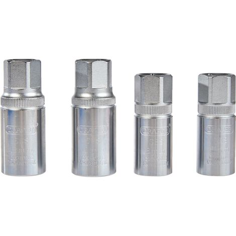 Draper 4-Piece Heavy-Duty Steel Stud Extractor Set (55641) for Removing Broken or Stuck Fasteners, 1/2" Square Drive