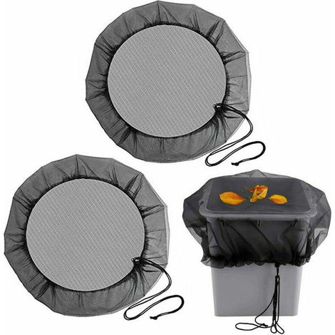 x Regentonnen-Abdecknetz, 95 cm Regentonnennetz mit Kordelzug für Staubschutz, Verfallschutz und Mückenschutz, Schwarz (1/4)