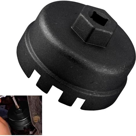 Clé à filtre à huile 64,5 mm - Outil de démontage en alliage d'aluminium avec 14 rainures - Outil universel (noir) (1/5)