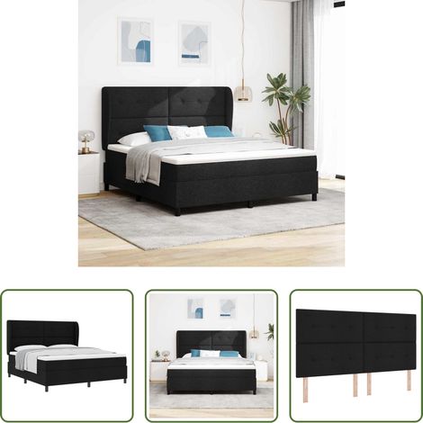 Matelas - Lit à ressorts avec matelas Noir 180 x 200 cm tissu (1/5)