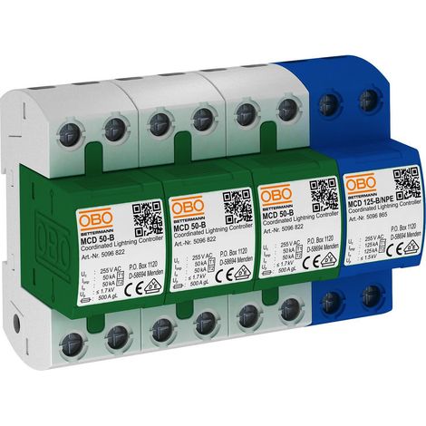 OBO Bettermann CoordinatedLightningController Set para redes TT y TNS 255V, 5096879