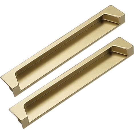 Poignée Encastrable pour Porte Coulissante, Lot de 2 Cachées Boutons de Tiroir en Alliage de Zinc pour Portes Coulissantes d\'armoire de Tiroir,Avec Vis(Color:or,Size:Hole Spacing 96mm) (1/5)