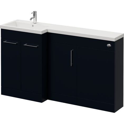 Napoli 390 Deep Blue 1500mm 3 Door Vanity Unit Toilet Suite with Left Hand Square Lucia Basin - 1500mm - Chrome 160mm HandleWithout Kingston Toilet Pan