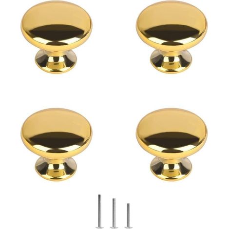 Set mit 4 goldenen Möbelknöpfen, Schubladenknöpfen, 30 mm goldenen Möbelgriffen für Küchen- und Badezimmerschränke (Gold) (1/5)