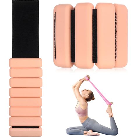 2 PcsPoids Cheville et Poignet, Poids de Cheville Reglable, Poids Pilates pour yoga, danse, marche, jogging, rose (1/5)
