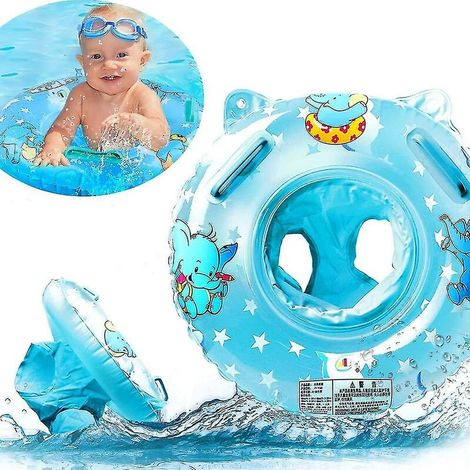 Flotteur d'anneau de bain pour bébé 6-36 mois, flotteur de piscine gonflable pour bébé avec siège flottant, accessoires de baignoire de piscine, tout-petit en PVC souple (bleu) (1/5)