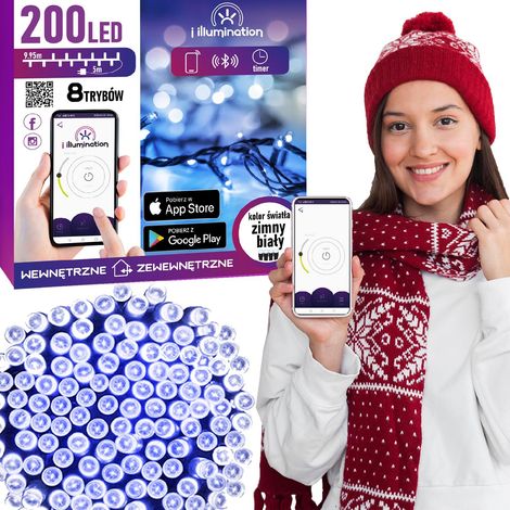 Guirlande lumineuse de Noël à 200 LED, blanche, contrôlée par téléphone (1/5)