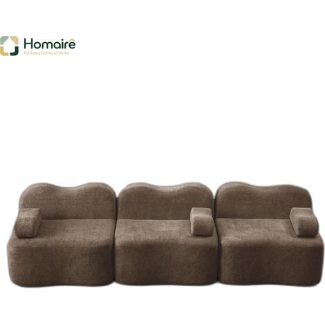 Canapé modulable en velours marron avec accoudoirs 288 x 98 x 70 cm HOMAIRE (1/5)