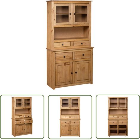 The Living Store Buffet haut 93x40,5x180 cm Pin Gamme Panama - Buffet - Meuble De Rangement - Commode - Armoire - Mobilier Rustique (1/5)
