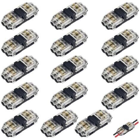 BARKBUSTERS Connecteurs de câble basse tension, 15 connecteurs rapides sans soudure, 2 voies pour usage automobile, connexion fiable, compatibles avec les fils de calibre 18-22 AWG (1/5)
