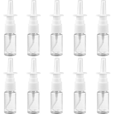Lot de 20 flacons pulvérisateurs de 10 ml à paroi épaisse pour le traitement de la rhinite. Flacons en plastique PET transparent, format voyage, idéaux pour les activités de plein air.-5.5X2CM-White (1/3)
