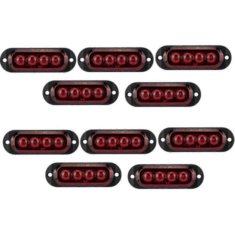 Lot de 10 feux de position latéraux de voiture à 4 LED rouges, 12-24 V (1/4)