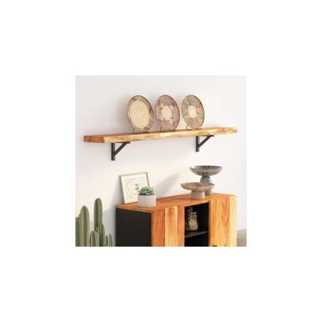 Étagère murale rectangulaire massif acacia bordure assortie (1/5)