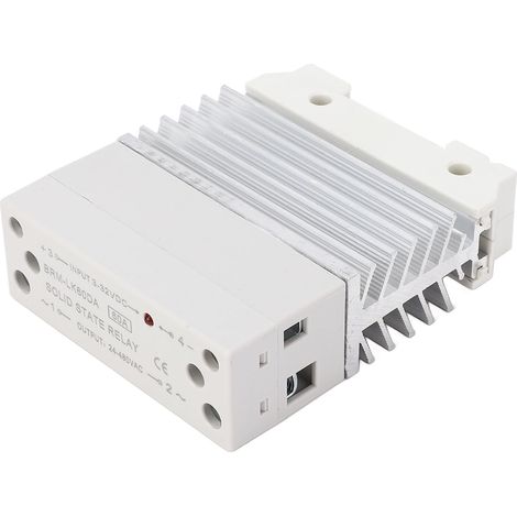 Relais statique commutateur DC vers AC 60A sur rail DIN 35mm monophasé avec dissipateur aluminium, entrée 3-32VDC sortie 24-480VAC (1/5)