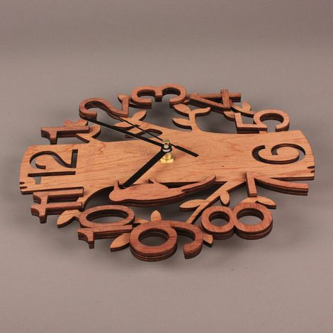 royaluxe - Horloge Murale silencieuse en Forme d'arbre Horloge murale oiseau tridimensionnelle à double couche (1/3)