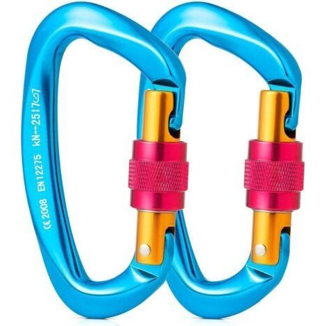 Mousqueton à verrouillage par torsion. 2 mousquetons en aluminium autobloquants. mousqueton en forme de D pour l'alpinisme (1/2)