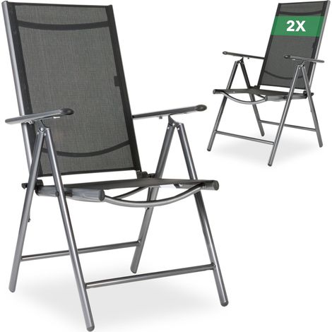 AREBOS Premium Klappbarer Gartenstuhl aus Aluminium 7-fach verstellbar wetterfest für Balkon Terrasse (1/5)