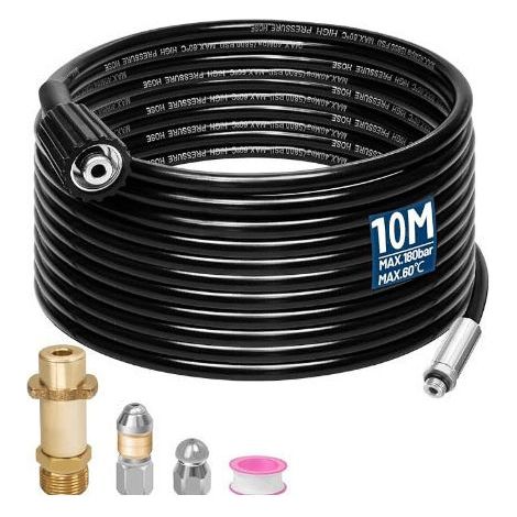 Ferret, 180 Bar 60 °C Rohr, Abflussentstopfer mit Strahl- und Rotations-Hochdruckreinigerdüse und 1 Adapter, effizientes Entstopfen, kompatibel mit Karcher K2 K3 K4 K5 K6 K7-10M (1/5)
