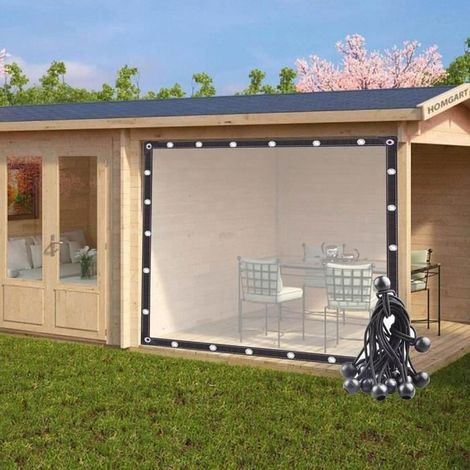 Rideau extérieur imperméable - YSTP - 2x2m - Transparent - Plastique - Étanche, œillets (1/4)