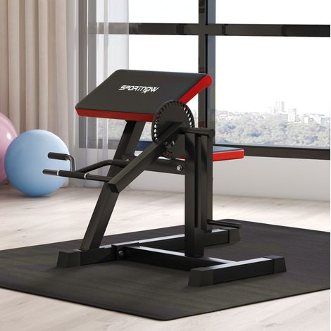 Panca curl bicipiti tricipiti 105x95x80 cm in metallo e similpelle nera regolabile – MEUBLIV (1/5)