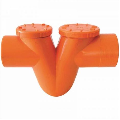 Sifone orizzontale tipo 0-0 per tubi raccordi pvc arancio edilizia diam. 125 mm