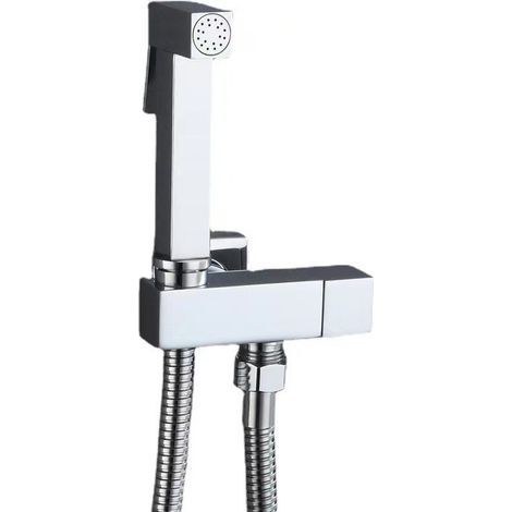 Komplettes Set aus Bidet-Sprühkopf aus Messing und Silber, Kupfer-Eckventil, Zink-Sprühpistole und 1,5 m langem Duschschlauch (1/5)