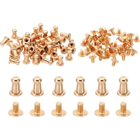 50 Ensembles Clous de 4 mm pour Vêtements Clous à Vis Ton Or (1/5)