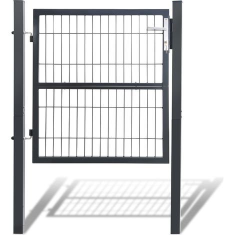Cancello da giardino in acciaio zincato, porta da giardino, cancello per recinzione, cancello per cortile, con serratura di qualità, maniglia e chiave porta 100 x 100 cm, grigio (1/5)