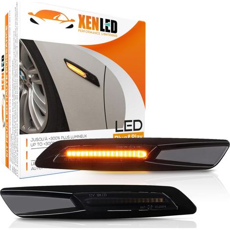 Répétiteurs latéraux LED BMW Série E81 E82 E87 E88 E90 E91 E92 E93 E60 E61 - Noir + Lentille fumée