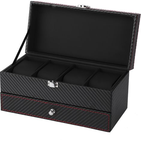 Boîte de rangement double pour bijoux (montres, boucles d'oreilles, bagues, bracelets, colliers) (1/5)