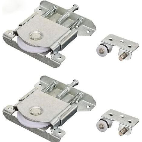Paires de roulettes pour portes coulissantes, roulettes pour armoires, fenêtres et portes coulissantes (argent) (1/5)