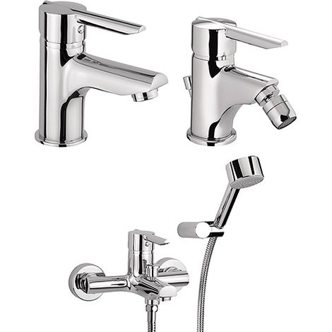Set Rubinetti Piralla per lavabo e bidet con scarico automatico e vasca serie Serena cromato (1/5)