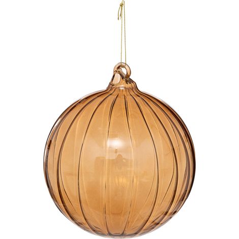 Déco Sapin de Noël Maxi Boule striée en Verre D 14 cm Marron - Feeric Christmas (1/2)