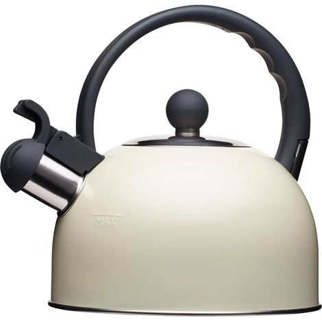 Bouilloire Sifflante Induction - 1 Unité - Métal - Chauffage Rapide - Cuisine Et Camping - 1,3 L Crème (1/2)