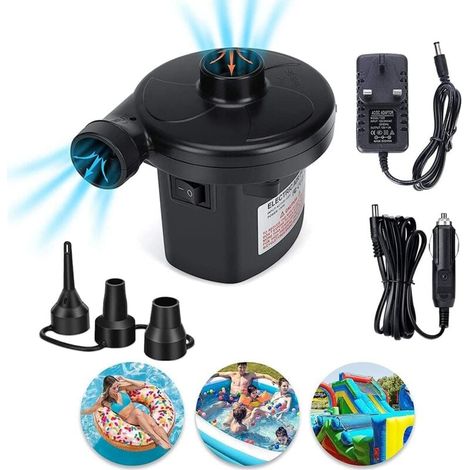 YMYNY Tragbare elektrische Luftpumpe, DC 12 V/AC 230–240 V, schnelles Befüllen, elektrische Luftpumpe, Luftpumpe für aufblasbare Luftmatratze, Spielzeugkissen, Schwimmbecken, schwimmendes Bett (1/4)