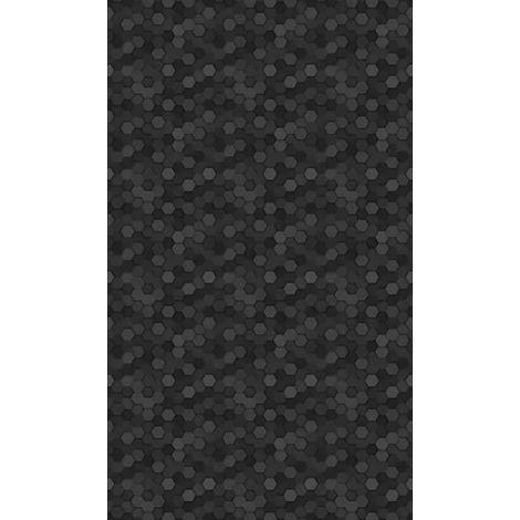 Panneau mural douche en alu-composite VIPANEL - Motif Décor Hexagone Noir - Finition Velvet - 150x255cm (1/5)