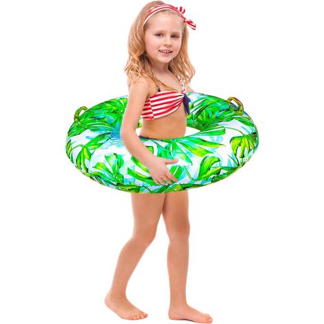 Bouée gonflable pour adultes, plage, natation, piscine, avec deux poignées, en forme de feuille. (1/4)