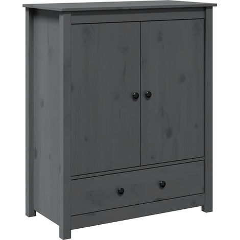 Buffet Commode Armoire Luxueux, pour Salon Chambre Entrée Cuisine, Gris 83x41,5x100 cm Bois massif de pin OIB6757E (1/5)