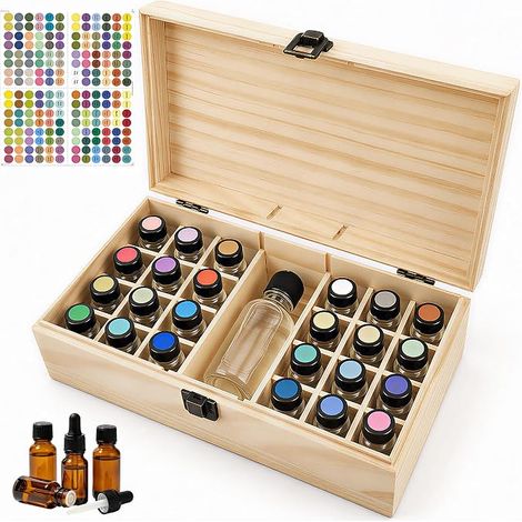 Boîte de Rangement Bois Huiles Essentielles,Contenir 25 flacons (1/5)