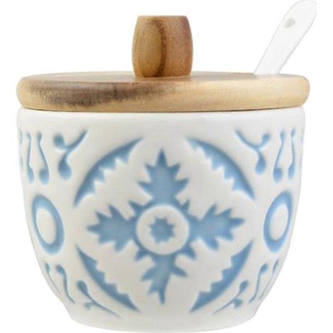 Pot à condiments en céramique avec couvercle, 1 pièce - Accessoire de cuisine créatif-8.5x8.5cm
