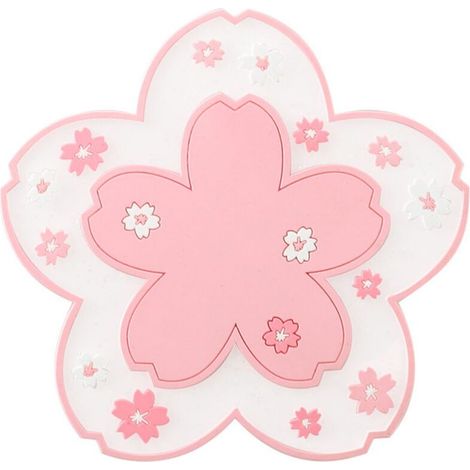 1 Dessous de verre Kawaii Fleur de cerisier pour tasse à café, dessous de verre isolant, dessous de verre pour tasse à thé ou à lait, décoration intérieure (16 cm, rose) (1/5)